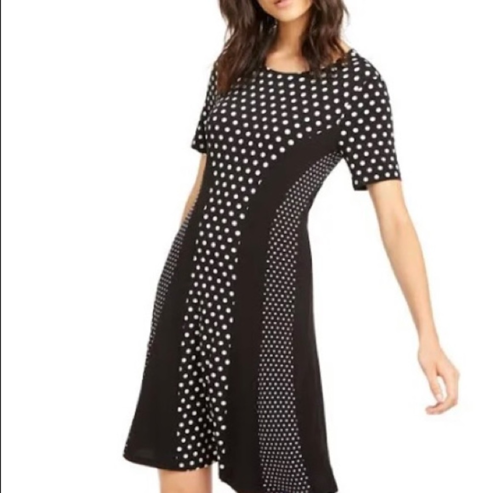 W#27 Michael Michael Kors Womens Plus Polka Dot Printed Casual Dress